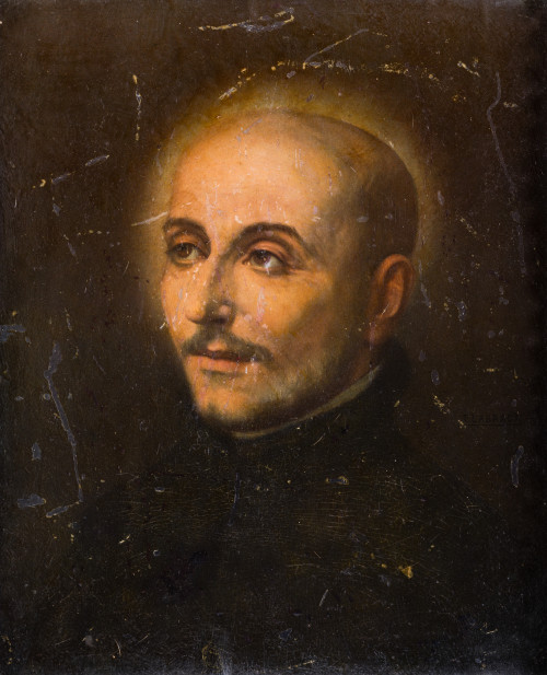 FERNANDO LABRADA, "San Ignacio de Loyola", Óleo sobre cartó