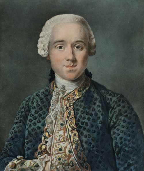 ESCUELA FRANCESA, "Retrato masculino", Acuarela sobre papel