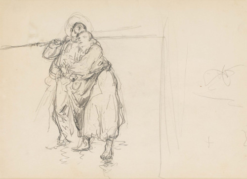 MANUEL RUIZ GUERRERO, "Boceto de pareja de campesinos", Gra