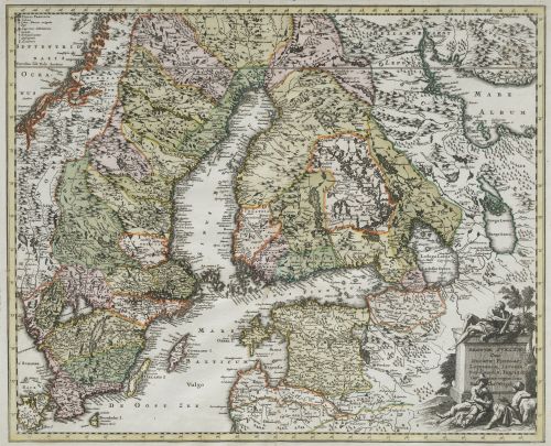 ESCUELA ESPAÑOLA, "Antiguo mapa de las regiones nórdicas",