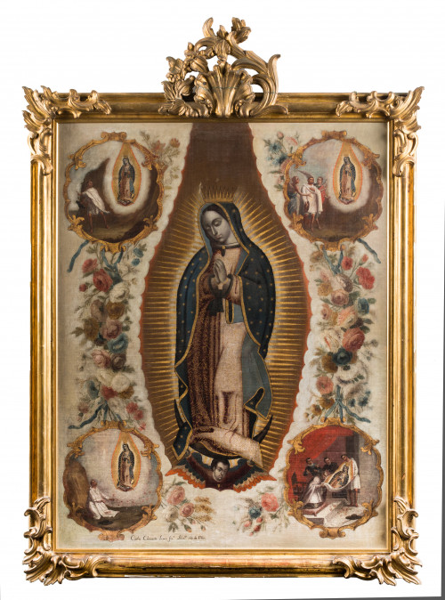CARLOS CLEMENTE LÓPEZ, "Virgen de Guadalupe", 1760, Óleo so