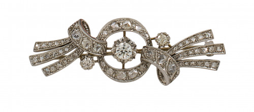BROCHE, AÑOS 30, DE DIAMANTES, EN PLATINO