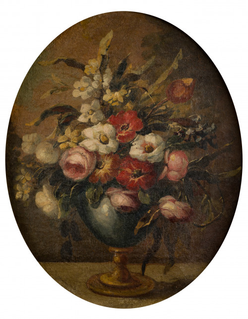 ANÓNIMO , "Jarrón con flores", Óleo sobre lienzo