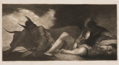 JOSE MARIA GALVAN Y CANDELA, "Mercurio y Argos", Aguafuerte