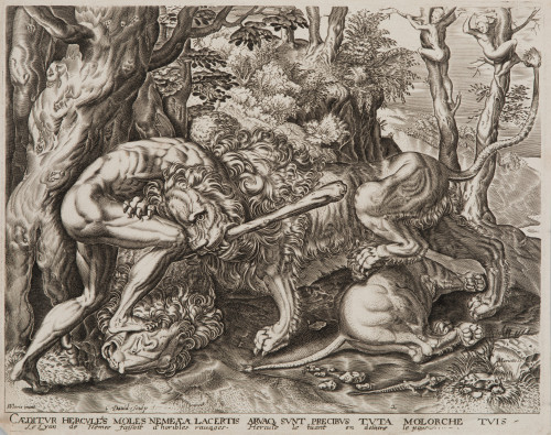 CHARLES DAVID, "Hércules peleando con el león de Nemea", c.