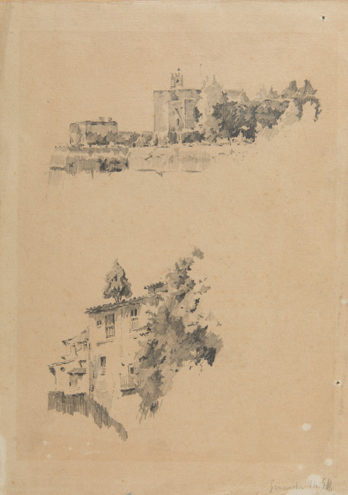 EUGENIO GOMEZ MIR, "Vistas de Granada", 1894, Grafito sobre