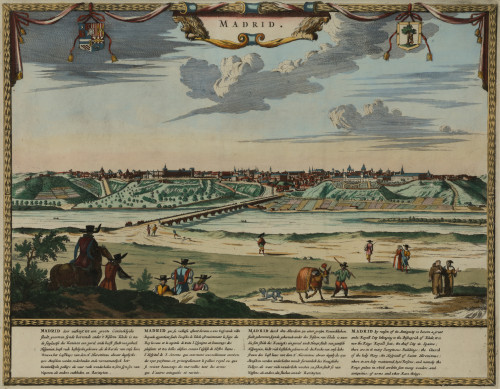 FREDERIC DE WIT, "Madrid", Grabado al cobre coloreado a man