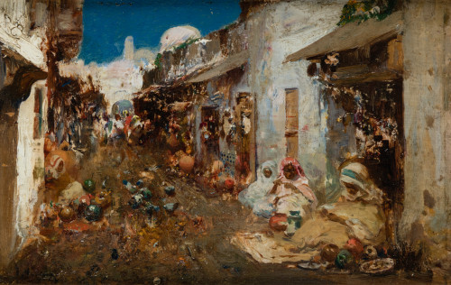 JOSÉ  NAVARRO LLORENS, "Medina", Óleo sobre tabla.