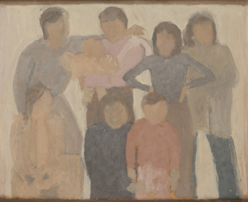 JUAN JOSÉ AQUERRETA, "Familia", Óleo sobre tabla