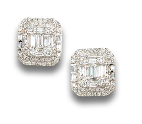 PENDIENTES, ESTILO ART DÉCO, DE DIAMANTES, EN ORO BLANCO