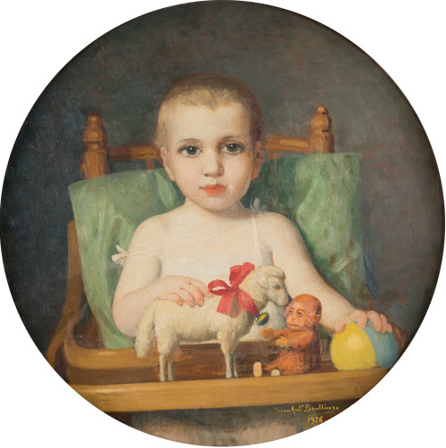 JUAN ANTONIO BENLLIURE Y GIL, "Niño en la trona", 1926, Óle