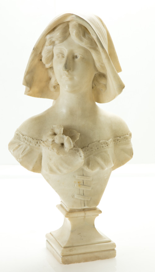 ADOLFO CIPRIANI, "Busto de joven", Mármol