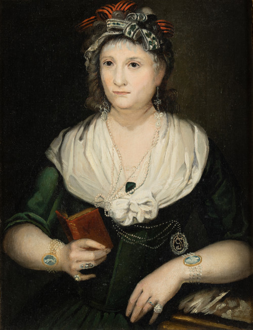 ESCUELA ESPAÑOLA, "Pareja de retratos", Dos oleos sobre lie