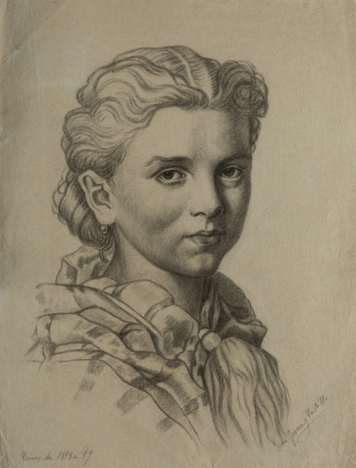 ESCUELA ESPAÑOLA, "Rostros femeninos", Carboncillo y lápiz 