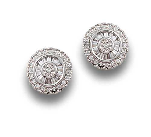 PENDIENTES TIPO OJO DE PERDIZ DE DIAMANTES, EN ORO BLANCO