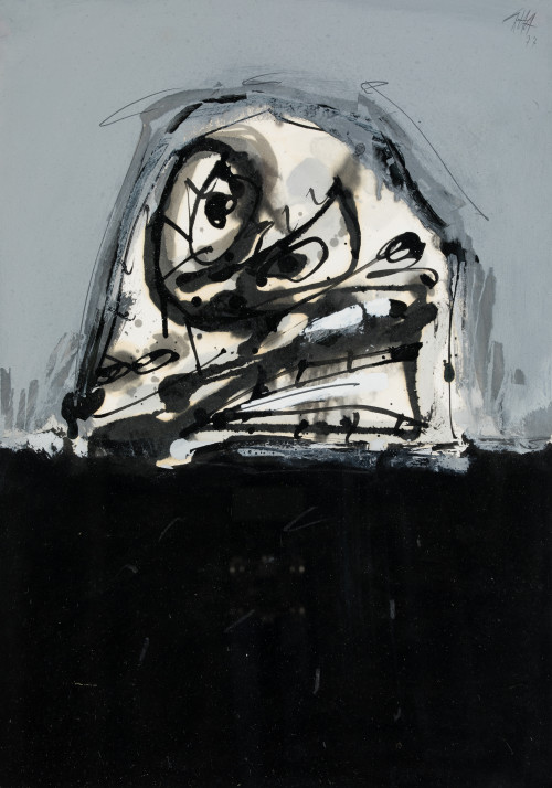 ANTONIO SAURA, "Perro de Goya", 1977, Tintas y grafito sobr