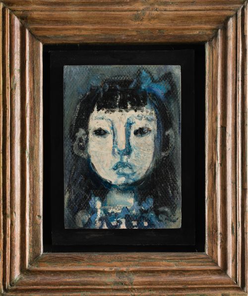 ANTONI CLAVÉ, "Retrato de niña", 1947, Óleo y collage sobre