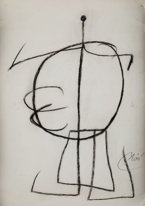 JOAN MIRÓ, "Femme II", 1977, Ceras y grafito sobre cartón