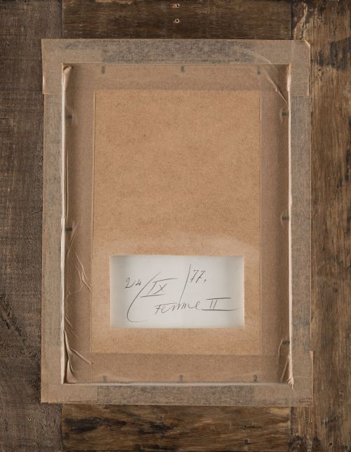 JOAN MIRÓ, "Femme II", 1977, Ceras y grafito sobre cartón