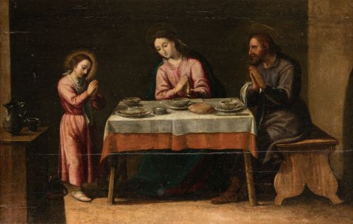 ESCUELA ESPAÑOLA, "El taller de Nazaret" y "Comida de Jesús