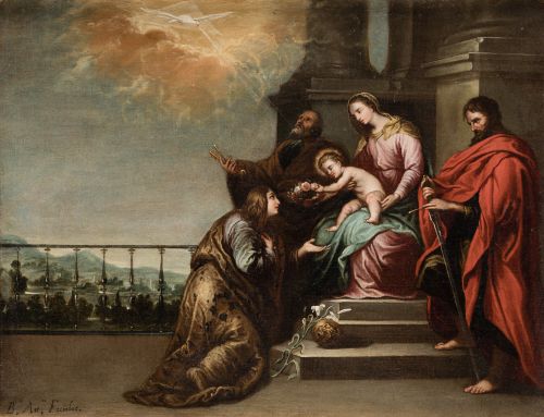 ESCUELA ESPAÑOLA, "La coronación de Santa Rosalia de Palerm