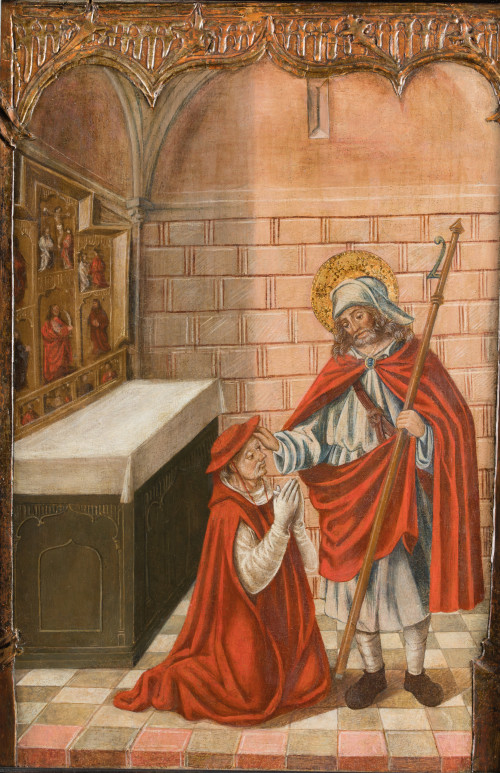 ESCUELA CASTELLANA, "Apóstol Santiago con el Cardenal Mendo