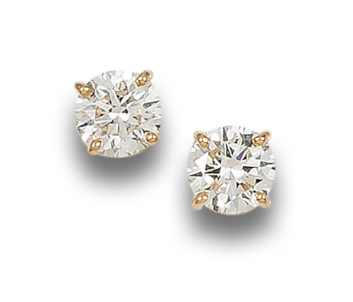 PENDIENTES DORMILONAS DE DIAMANTES, EN ORO AMARILLO