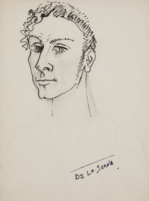 ISMAEL GONZÁLEZ DE LA SERNA, "Retrato de joven", Dibujo a l