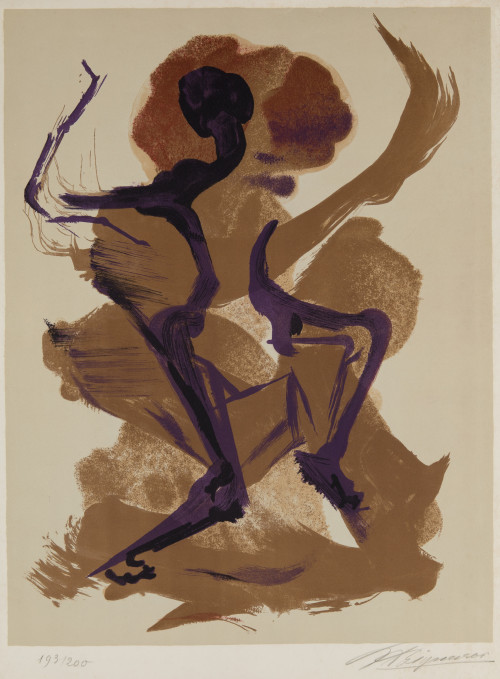 DAVID ALFARO SIQUEIROS, "Bailarina marrón", Litografía sobr