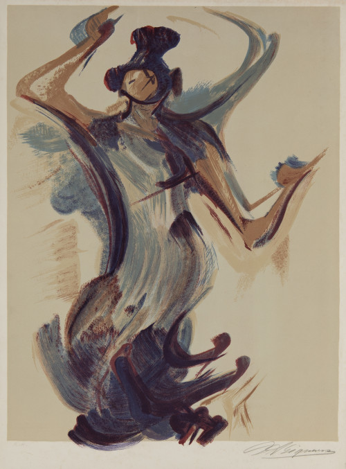 DAVID ALFARO SIQUEIROS, “Bailarina azul", Litografía sobr