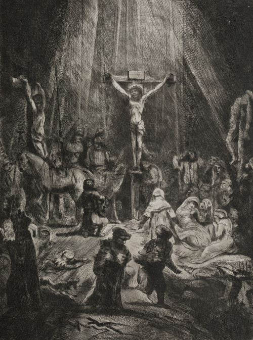 GEORGE BICKHAM EL JOVEN, "Las Tres Cruces", Grabado al agua