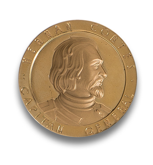 MONEDA CONMEMORATIVA DE CUAUTEMOC Y HERNÁN CORTÉS