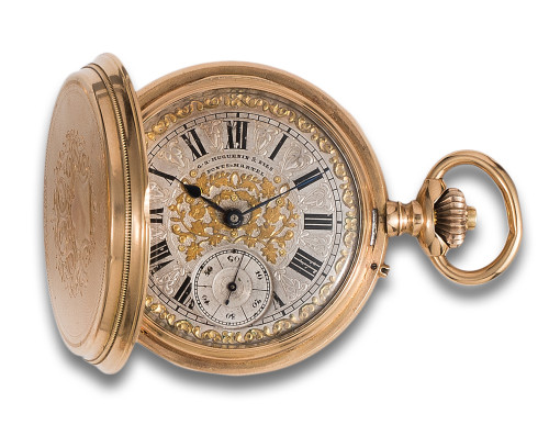 RELOJ DE BOLSILLO SABONETA GA HUGUENIN & FILS EN ORO AMARIL