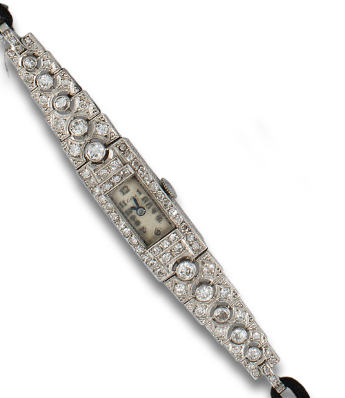 RELOJ DE PULSERA ART DÉCO ESKA DE DIAMANTES Y ORO BLANCO