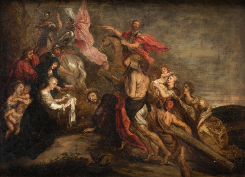 ESCUELA FLAMENCA, "Cristo camino del Calvario", Óleo sobre 