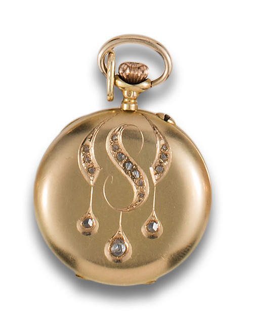 RELOJ DE BOLSILLO SABONETA DE DAMA EN ORO CON DIAMANTES