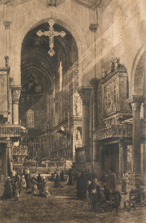 AXEL HERMAN HAIG, "Interior de la Catedral de Cefalu, Sicil