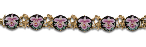 PULSERA, AÑOS 70, DE PORCELANA TOSHIKANE, EN ORO AMARILLO