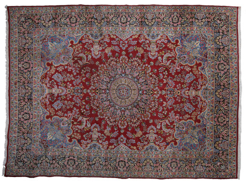 Alfombra persa Kirman de lana anudada a mano, pps.S.XX 