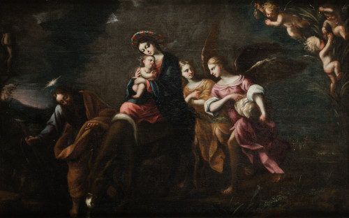 ALONSO DEL ARCO, "La huida a Egipto", Óleo sobre lienzo.