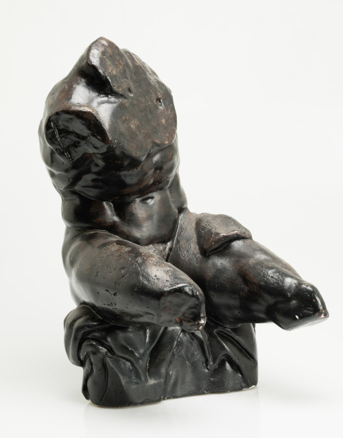 "Male torso", patinated plaster cast, 20th century