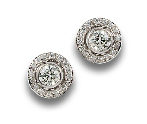 PENDIENTES OJO DE PERDIZ DE DIAMANTES, EN PLATINO