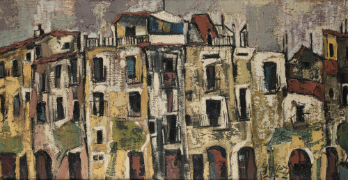 MERCEDES GÓMEZ PABLOS, "Casas de Ibiza", Técnica mixta sobr