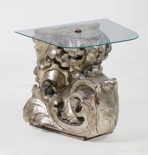 Side table made from an old bracket