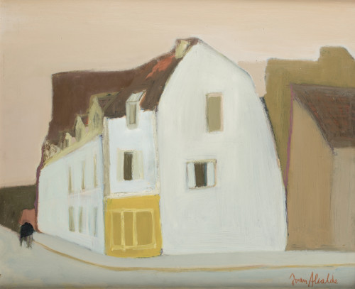 JUAN ALCALDE, "Paisaje", Óleo sobre tabla