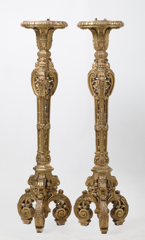 Pair of Louis XV style floor lamps, 20th century