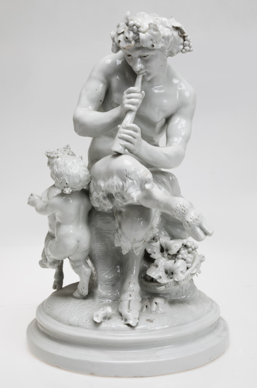 "Pan", enameled white porcelain figure from Capodimonte, It