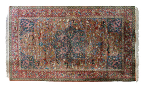 Persian hand-knotted wool rug, mid-20th century