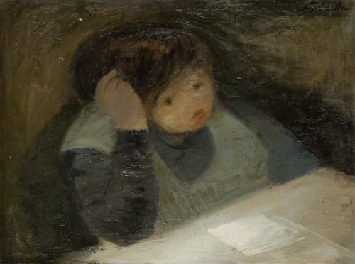 GREGORIO DEL OLMO, “Meditación”, Óleo sobre lienzo