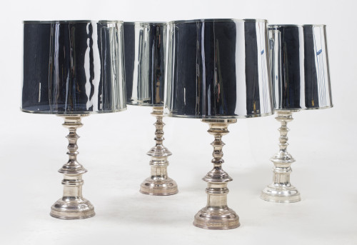 Four silver metal lamps, Spain, 20th century